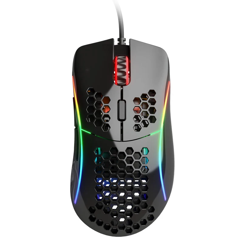 Glorious Gaming Model D Mysz Glossy (Czarna), dla osób praworęcznych, Optyczna, USB Type-A, 12000 DPI, 1 ms, Czarna