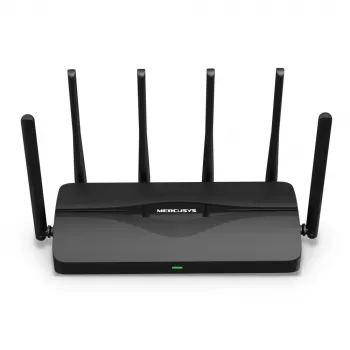 Router biurkowy MERCUSYS MR47BE — Trójpasmowe Wi‑Fi 7 (2.4/5/6 GHz), 9300 Mbps, 3× RJ‑45, 2.5GbE, 6 zewnętrznych anten