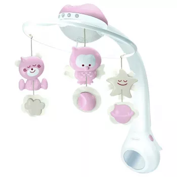 Pozytywka dziecięca B-kids 3in1 Infantino 150302050 — pudrowy róż, zabawka uspokajająca 3w1