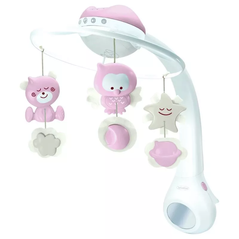 Pozytywka dziecięca B-kids 3in1 Infantino 150302050 — pudrowy róż, zabawka uspokajająca 3w1