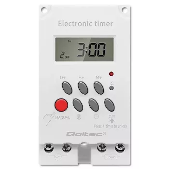 Elektroniczny przekaźnik czasowy na szynę DIN QOLTEC PC0629 — zasilanie 24V, wyjście 16A
