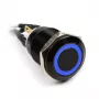 Wandaloodporny przycisk Impactics 19 mm, IP65, niebieska dioda LED, czarny
