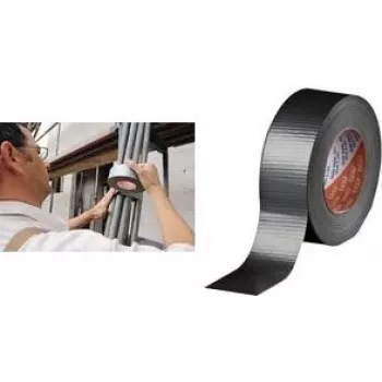 tesa Taśma tekstylna 4662, 48 mm x 50 m, czarna uniwersalna taśma tekstylna z siatki 27 mesh z tkaniny PET-bawełnianej (04662-00087-00)