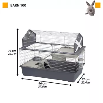 Klatka Ferplast Barn 100 dla królików i świnek morskich, metal/tworzywo, 960×570×730 mm, taupe/biały
