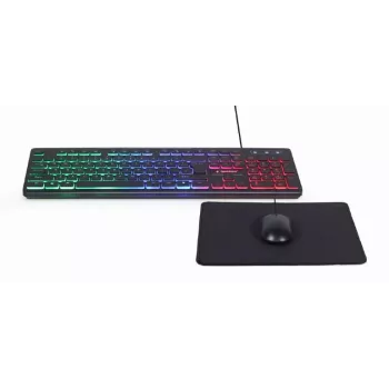 Przewodowa klawiatura pełnowymiarowa z myszą Gembird KBS-UML-01 — USB, QWERTY US, 104 klawisze, czarna