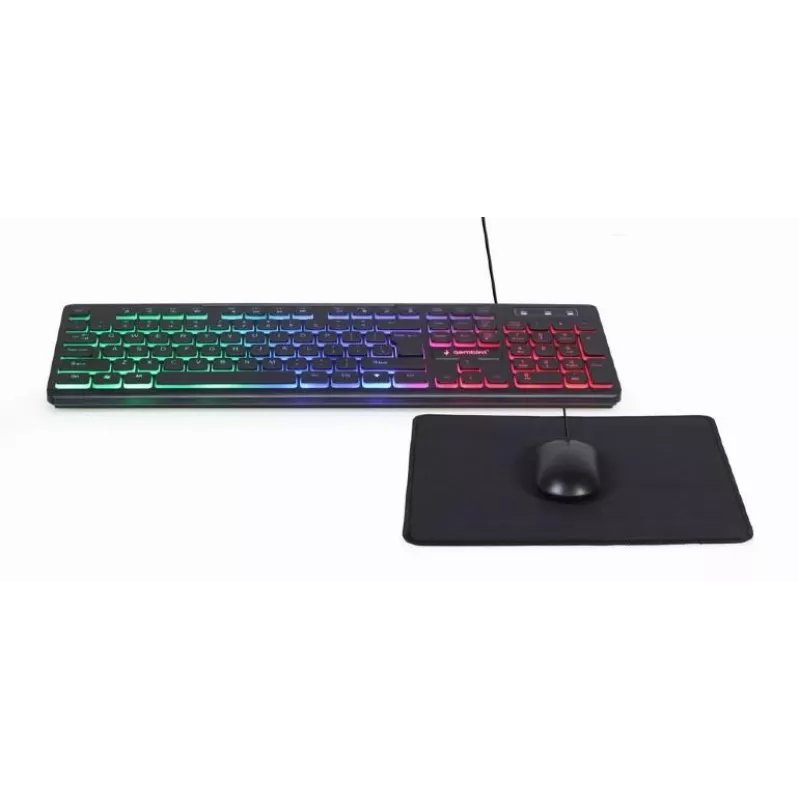 Przewodowa klawiatura pełnowymiarowa z myszą Gembird KBS-UML-01 — USB, QWERTY US, 104 klawisze, czarna