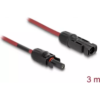 Kabel DELOCK 90971 akcesorium do paneli słonecznych, 3 m, żyły 4 mm², DL4 męski–żeński, 1000 V DC, czerwony/czarny