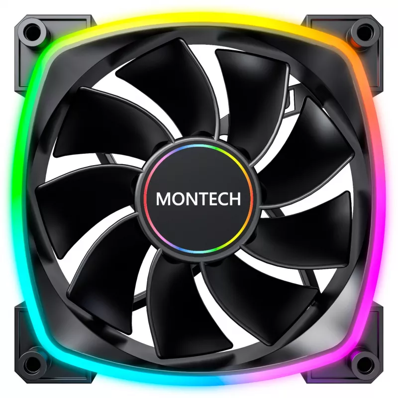 MONTECH RX140 PWM 140mm ARGB Reverse Blade wentylator obudowy - czarny