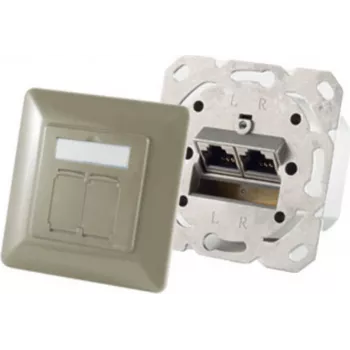 Gniazdo sieciowe 2 x RJ-45 ShiverPeaks 74280-GR — Cat6a, 500 MHz, obudowa metalowa, szary/srebrny