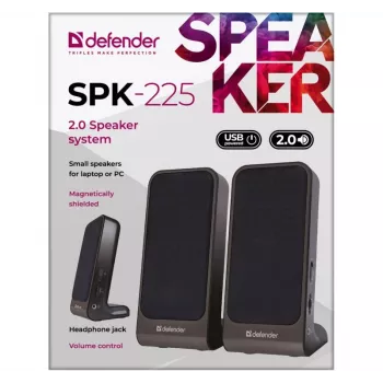 Głośniki przewodowe DEFENDER SPK-225 2.0, 4 W RMS, USB/DC 5 V, 3,5 mm, czarny