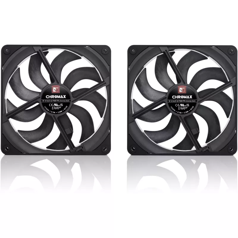 Noctua NF-A14x25 G2 PWM Sx2-PP chromax.Czarny 140mm Dual Fan Set