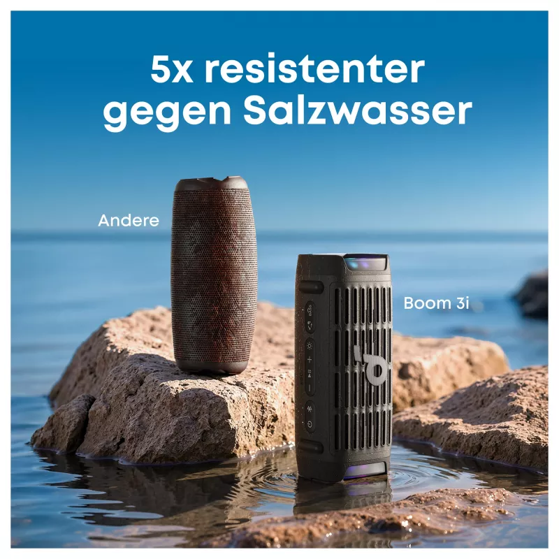 ANKER Soundcore Boom 3i czarny wytrzymały głośnik Bluetooth na zewnątrz IP68 50W BassUp 16h czasu odtwarzania pokaz świetlny stereo TWS