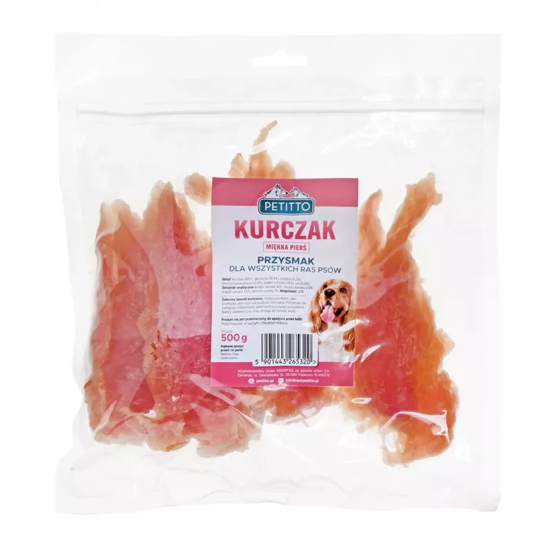 PETITTO Miękkie piersi z kurczaka - przysmak dla psa - 500 g