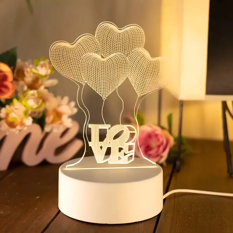 Lampka nocna Extralink HOME 3D Iluzja Optyczna Cztery Serca USB lampka nocna