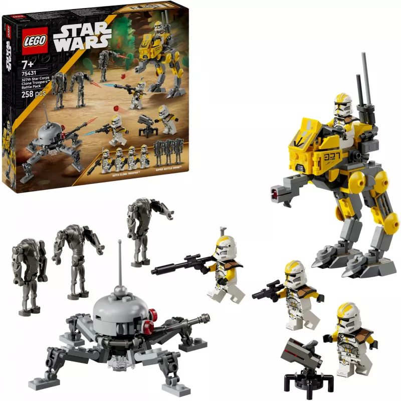 LEGO Star Wars zestaw Bitwa Oddziału Klonów 327. Korpusu Gwiezdnego 75431 — 258 elementów, 7 minifigurek, wiek 7+