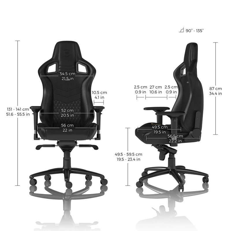 noblechairs EPIC skóra naturalna fotel gamingowy - Czarny