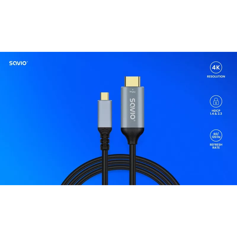 Kabel USB-C na HDMI v2.0b, 3m, miedziany CL-184
