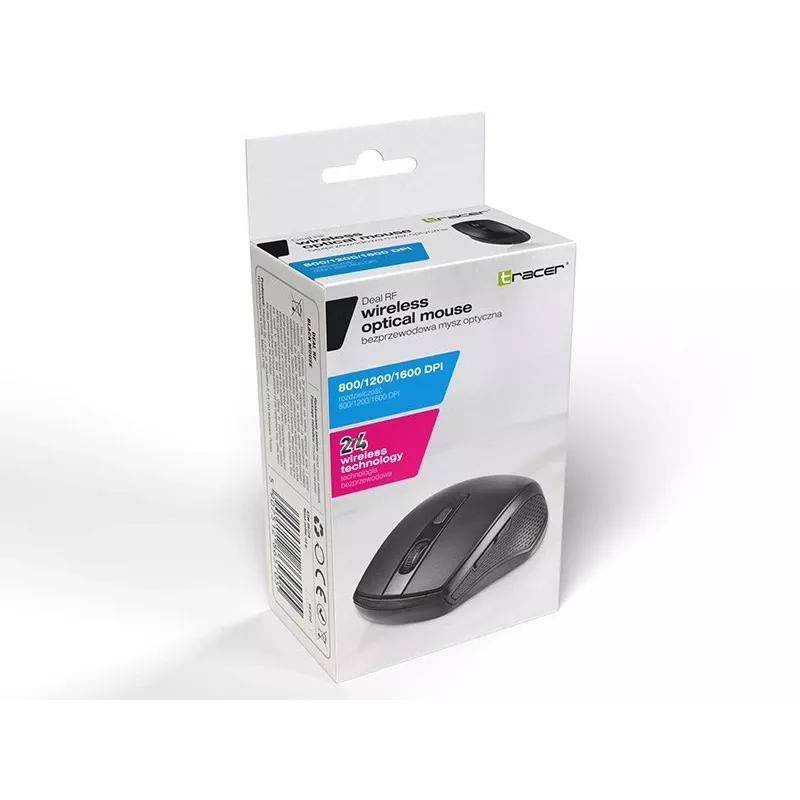 Mysz optyczna bezprzewodowa TRACER TRAMYS46729, RF 10 m, 1600 DPI, 6 przycisków, dla praworęcznych, nanoodbiornik, zasilana bateriami