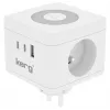 Listwa zasilająca Kerg M02730 — 2 gniazda typu F, 3 porty USB (USB-A + USB-C), 16 A 250 V~, kabel 1,5 m, biała