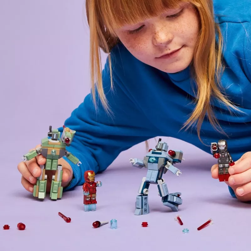 Klocki konstrukcyjne LEGO Marvel Super Heroes Iron Man War Machine zestaw 76320, 204 elementy, 2 minifigurki, 100 mm wysokości