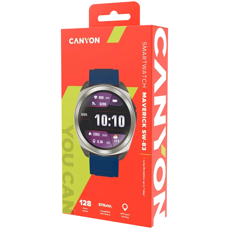 Canyon SW-83 - Maverick - smartwatch - GPS - BT - kolorowy wyświetlacz LCD 1,32 - wodoodporność IP68
