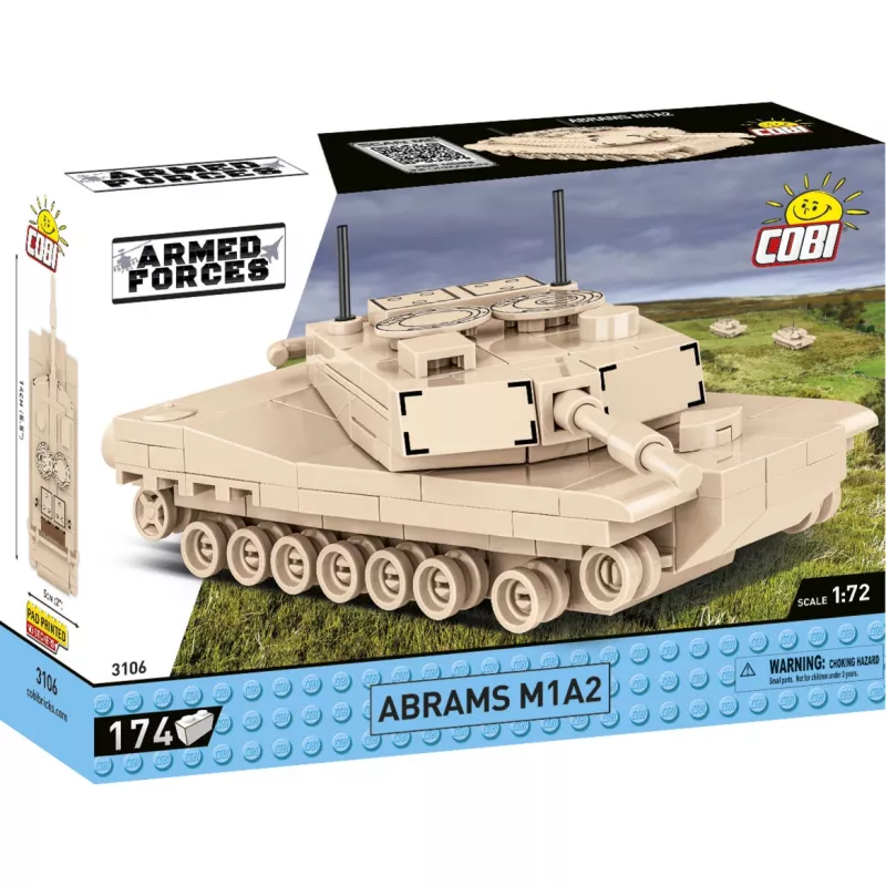 Zestaw konstrukcyjny Cobi Abrams M1A2 — 174 elementy, zalecany wiek 6+, beżowy