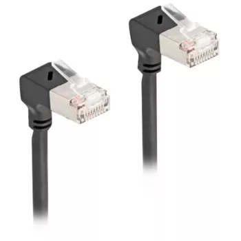 DeLOCK Kabel sieciowy RJ45 kat.6A S/FTP cienki 90° w dół 2 m czarny