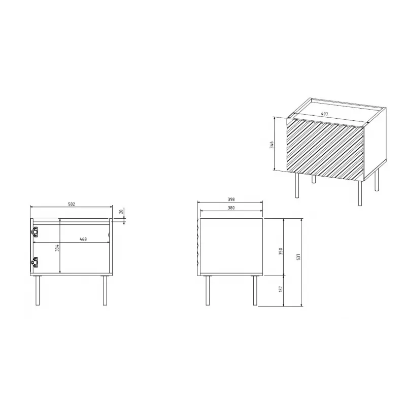 Komplet szafek nocnych cama meble ONDA 2 szt. 50×40×wys.54 cm, zielone, MDF/płyta wiórowa, rama 16 mm
