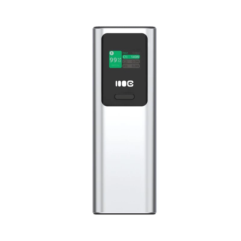 Przenośny akumulator Green Cell PBGC25UD, 25200 mAh, Li‑Ion, 140 W mocy całkowitej, 2× USB‑C + 1× USB‑A, wyświetlacz OLED, aluminiowa obudowa
