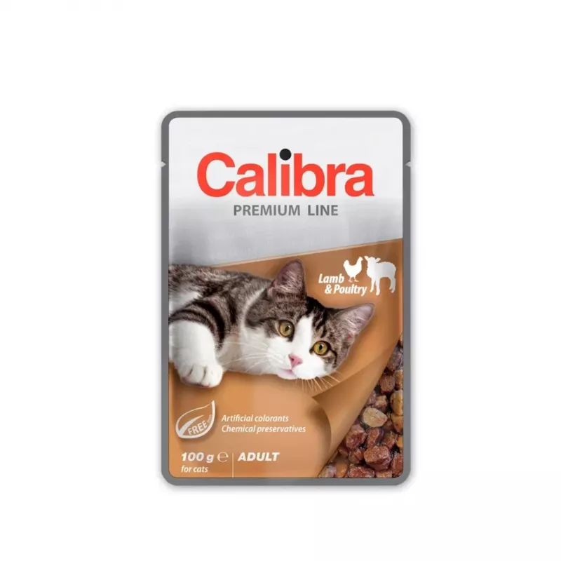 Mokra karma dla kota Calibra Premium Adult Lamb & Poultry 100 g saszetka, pełnoporcjowa, bezzbożowa