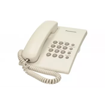 Telefon analogowy Panasonic KX-TS500PDW — 16 przycisków, biały, montaż na biurku/ścianie, książka telefoniczna na 100 wpisów
