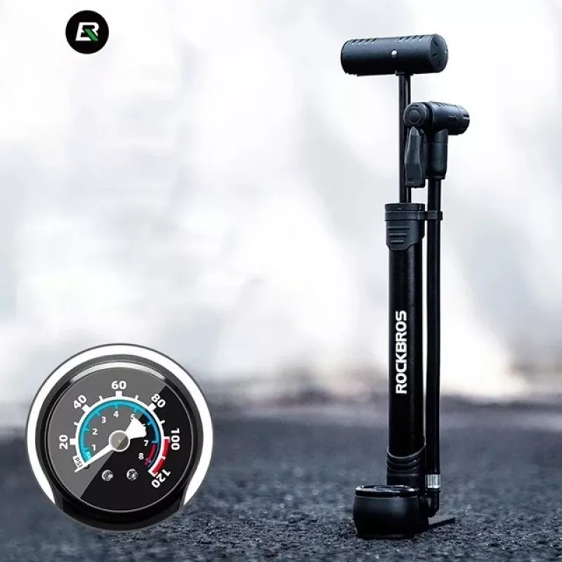 Rockbros 42310006001 Ręczna pompka rowerowa z manometrem Czarna