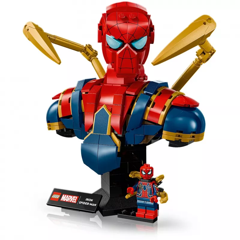 LEGO Marvel popiersie kolekcjonerskie Iron Spider-Man 76326, 379 elementów, model ekspozycyjny 18+, 170×200×110 mm