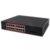 Przełącznik sieciowy QOLTEC 52364 — Gigabit Ethernet PoE 16xRJ45, 2xSFP
