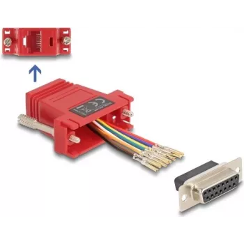 DeLOCK D-Sub 15-pin żeński do RJ45 żeński zestaw montażowy czerwony VGA RJ-45