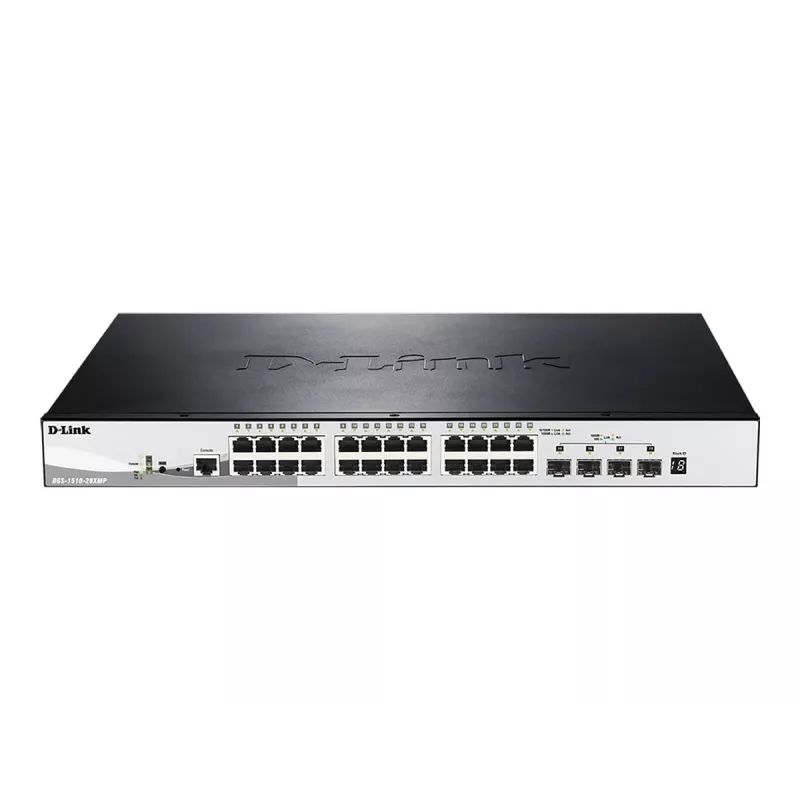 D-Link DGS-1510-28XMP Zarządzalny przełącznik L2/L3 Gigabit Ethernet (10/100/1000) Power over Ethernet (PoE) Czarny, Szary