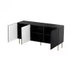Komoda cama meble JUNGLE 1520×405×745 mm matowa czerń ze złotymi nogami, płyta wiórowa