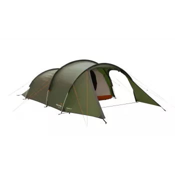 Namiot tunelowy Easy Camp Pasvik 4 — 4-osobowy, sztywna rama, tropik wodoodporny 3 m, aluminiowe maszty, ciemnozielony, 2350×4050×1200 mm