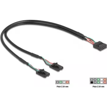 Wewnętrzny kabel USB DELOCK 84513 — USB 2.0 4-pin na 10-pin, 0,3 m, czarny
