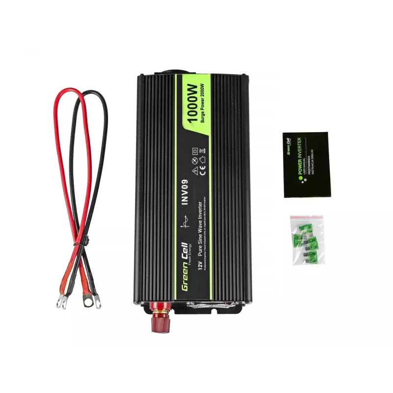 Green Cell INV09 zasilacz/przetwornica samochodowa 1000 W Czarny