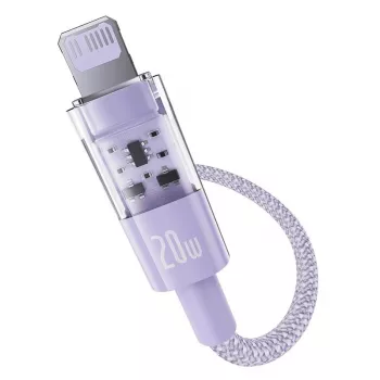 Kabel szybkiego ładowania USB-C na Lightning Baseus Gem 1 m 20 W fioletowy, oplocie nylonowe, 7-pinowe złącze Lightning