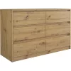 Komoda Top e shop K120 ARTISAN 2X3, wykończenie dąb, 6 szuflad, 750×400×1200 mm