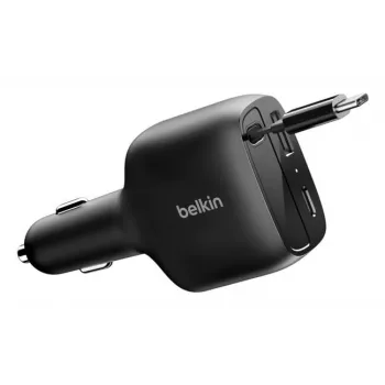 Belkin 75W 2-Port w Retractable USB-C Cbl Car - Kabel (CCC001HQBK)