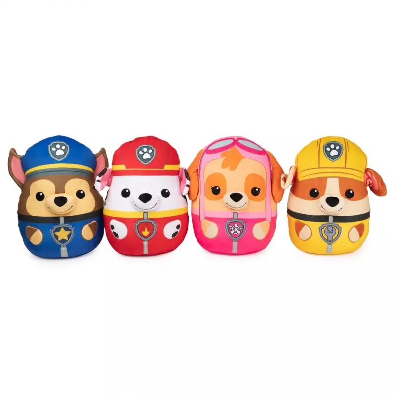 PAW Patrol Rubble Squish Pluszak, Oficjalna Zabawka z Popularnej Kreskówki, Przytulanka dla Dzieci od 1 Roku Życia, 12”
