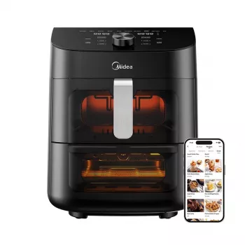 Airfryer Midea MAD1100DADK, 1850 W, podwójna pojemność 4,4/6,4 L