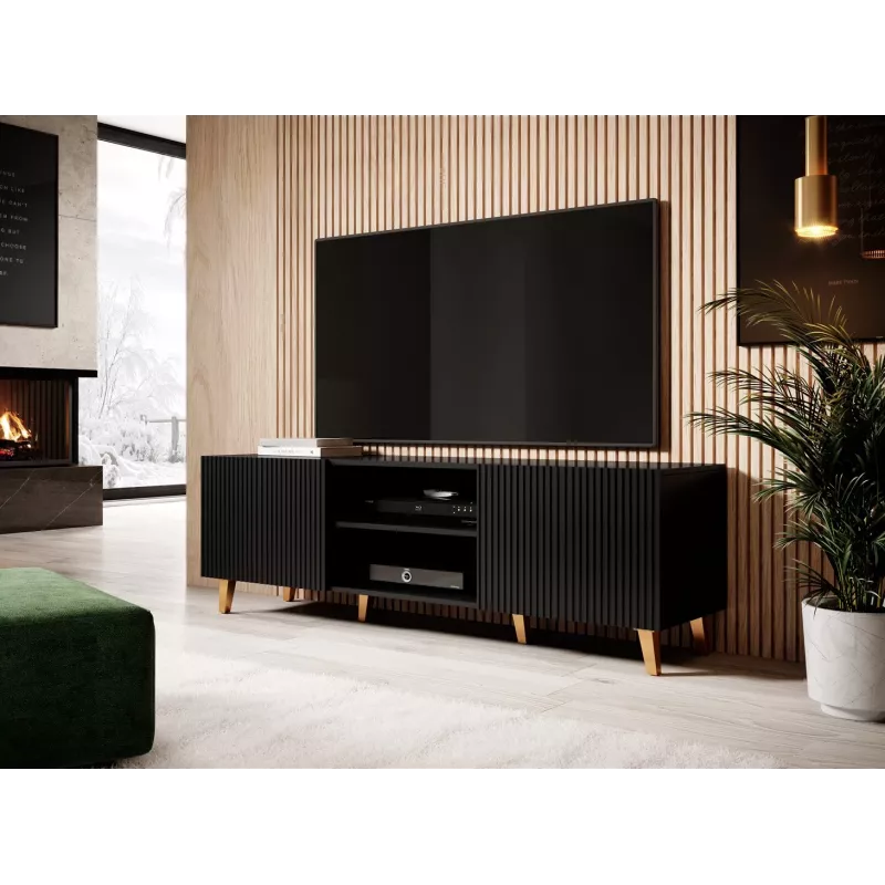 Cama szafka RTV PAFOS 150x42x52 czarny matowy