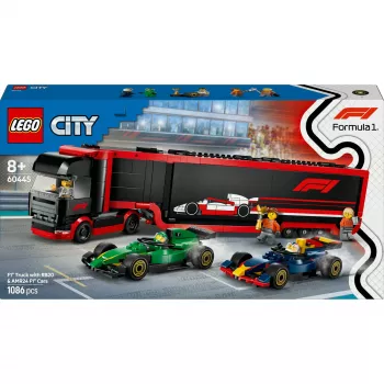 LEGO CITY 60445 F1 - Ciężarówka z bolidami RB20 i AMR24 F1