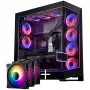 PHANTEKS NV Series NV7 Obudowa E-ATX, szkło hartowane, ARGB - czarny & M25 Gen2 PWM D-RGB Fan 3er-Pack - Reverse Blade, 140mm + zestaw DRGB