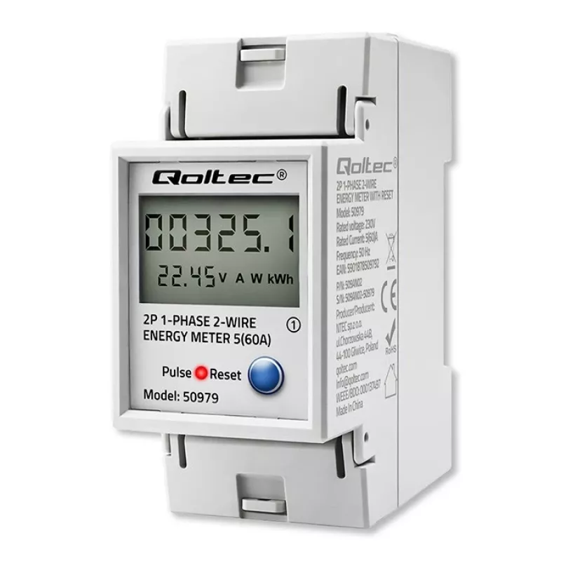 Licznik energii QOLTEC Jednofazowy na szynę DIN 230V (MPN 50979)