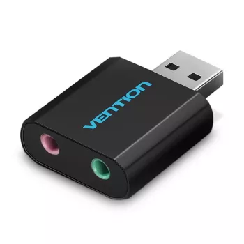 Vention USB zewnętrzna karta dźwiękowa czarna metalowa